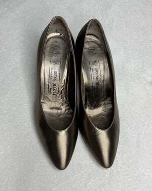 Bruno Magli Bronze Metallic Leather Pointed Toe Pumps Made in Italy